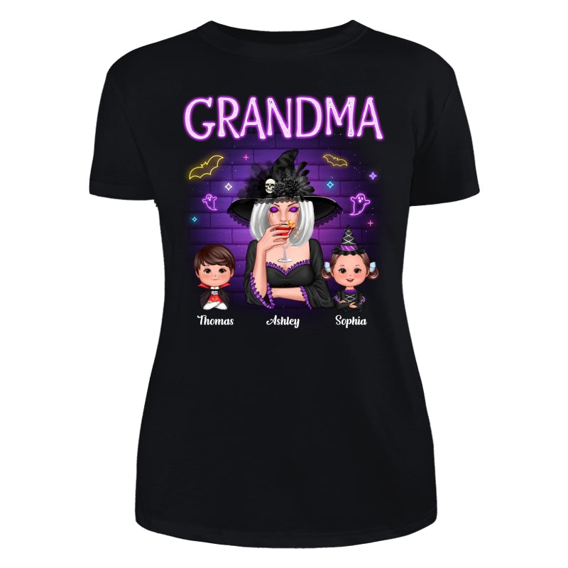 Grandma Mom Halloween Neon Light Personalized Shirt