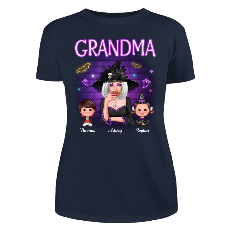 Grandma Mom Halloween Neon Light Personalized Shirt