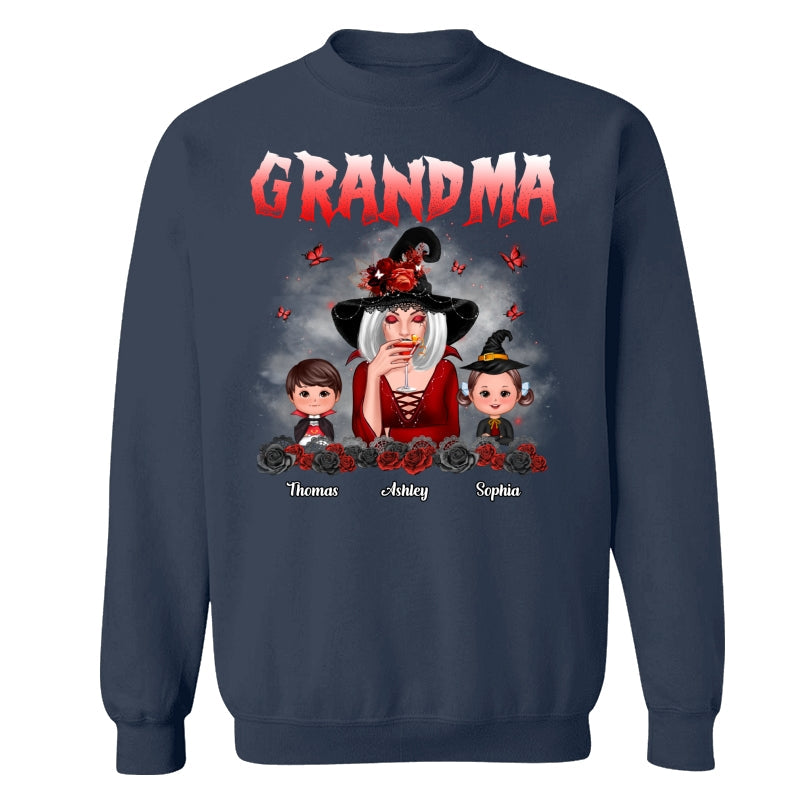 Halloween Roses Grandma With Grandkids Personalized Shirt