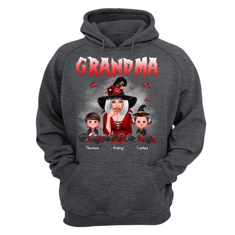 Halloween Roses Grandma With Grandkids Personalized Shirt