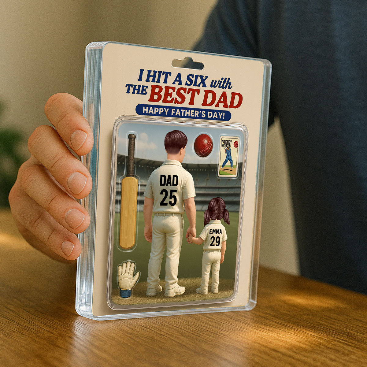 Hit A Six With The Best Dad Cricket Dad - Personalized Acrylic Block Plaque -  Gift