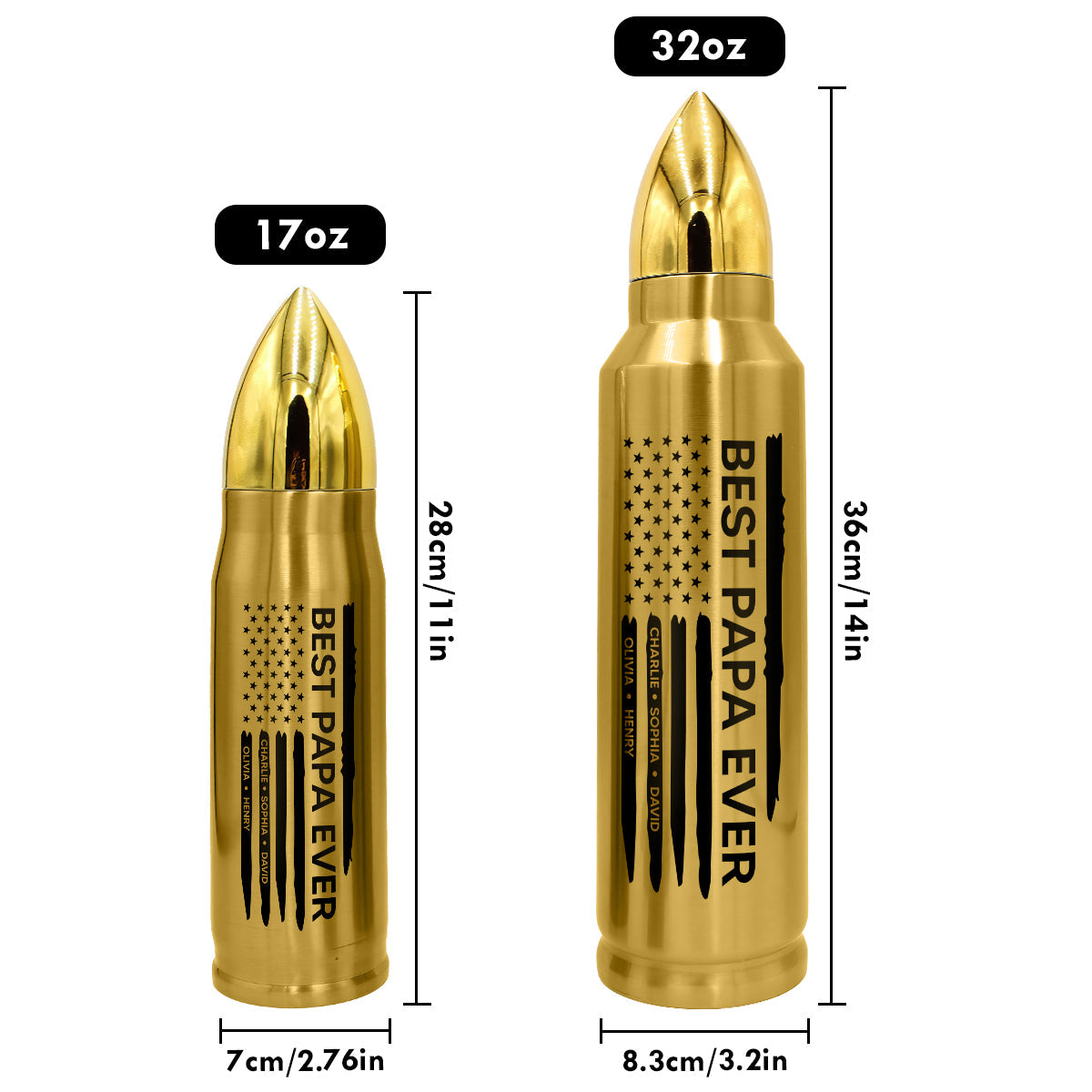 Best Dad Papa Grandpa Ever Kids Names In Nation Flag Personalized Bullet Tumbler