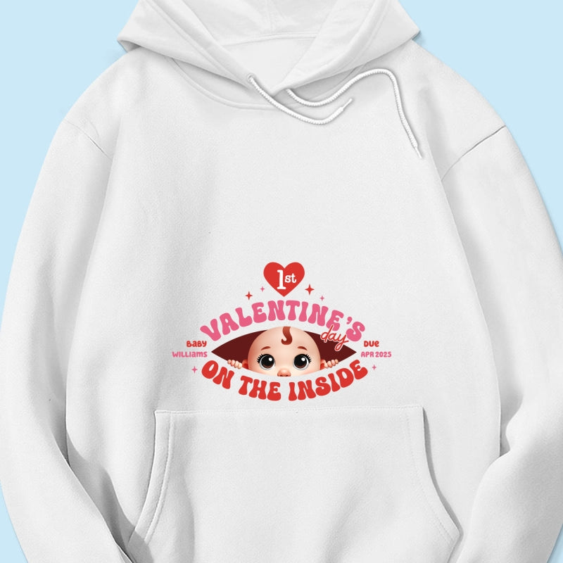 Baby's First  On The Inside Personalized Shirt, Custom Pregnancy Reveal Shirt, Expecting Mom
