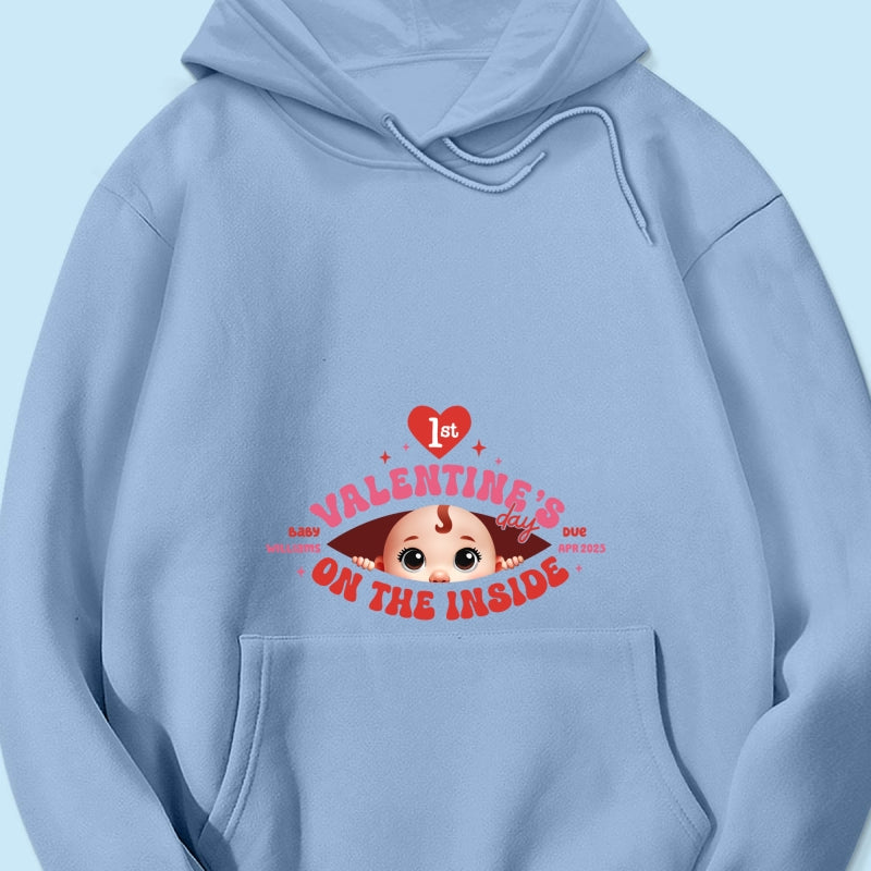 Baby's First  On The Inside Personalized Shirt, Custom Pregnancy Reveal Shirt, Expecting Mom