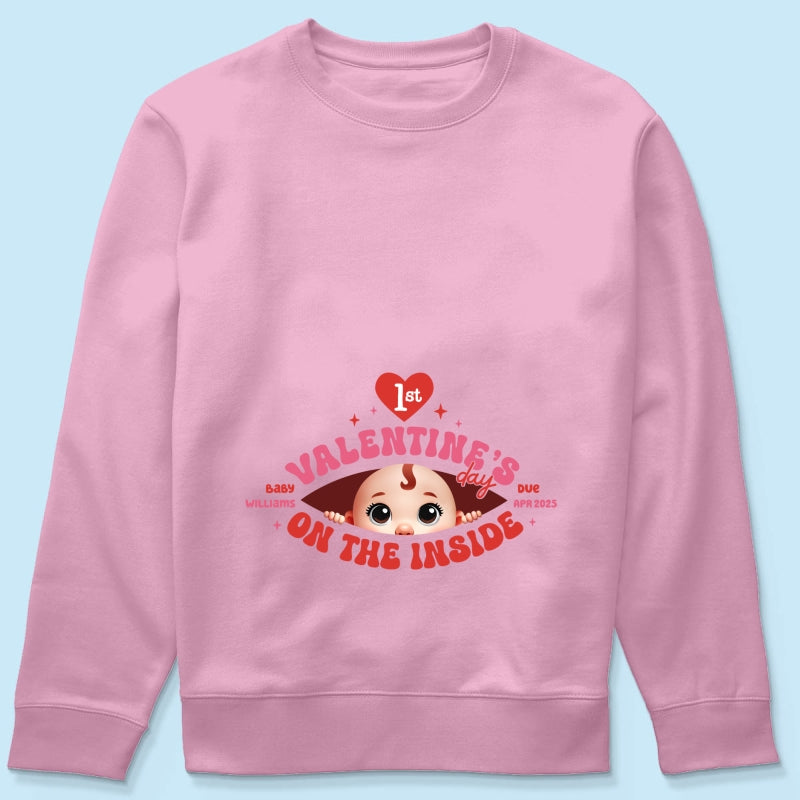 Baby's First  On The Inside Personalized Shirt, Custom Pregnancy Reveal Shirt, Expecting Mom