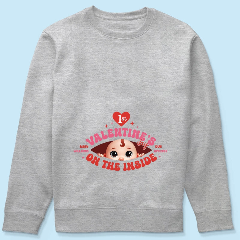 Baby's First  On The Inside Personalized Shirt, Custom Pregnancy Reveal Shirt, Expecting Mom