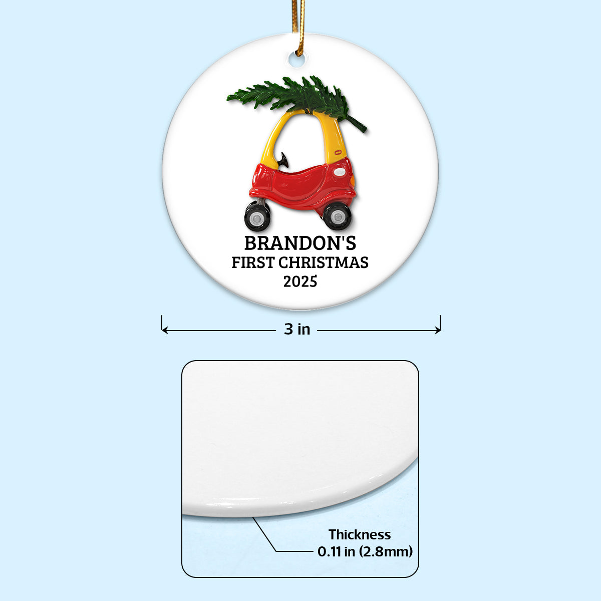 Baby First Christmas Thing 3D Effect - Personalized Ceramic Ornament