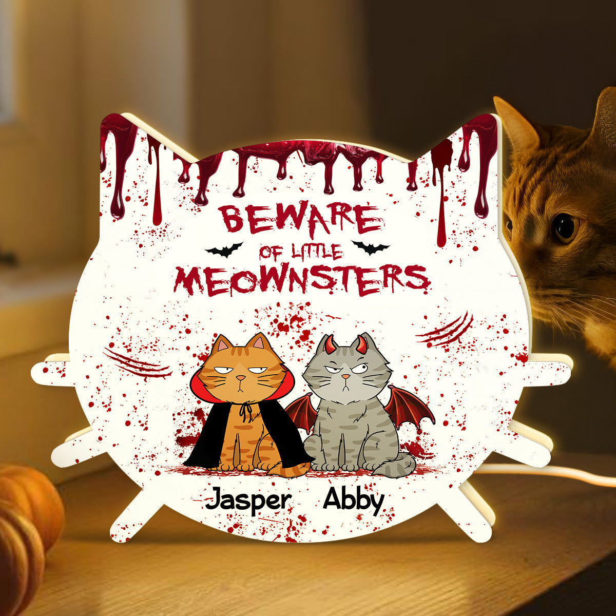 Halloween Beware Of Little Monsters Cats Personalized LED Light Box