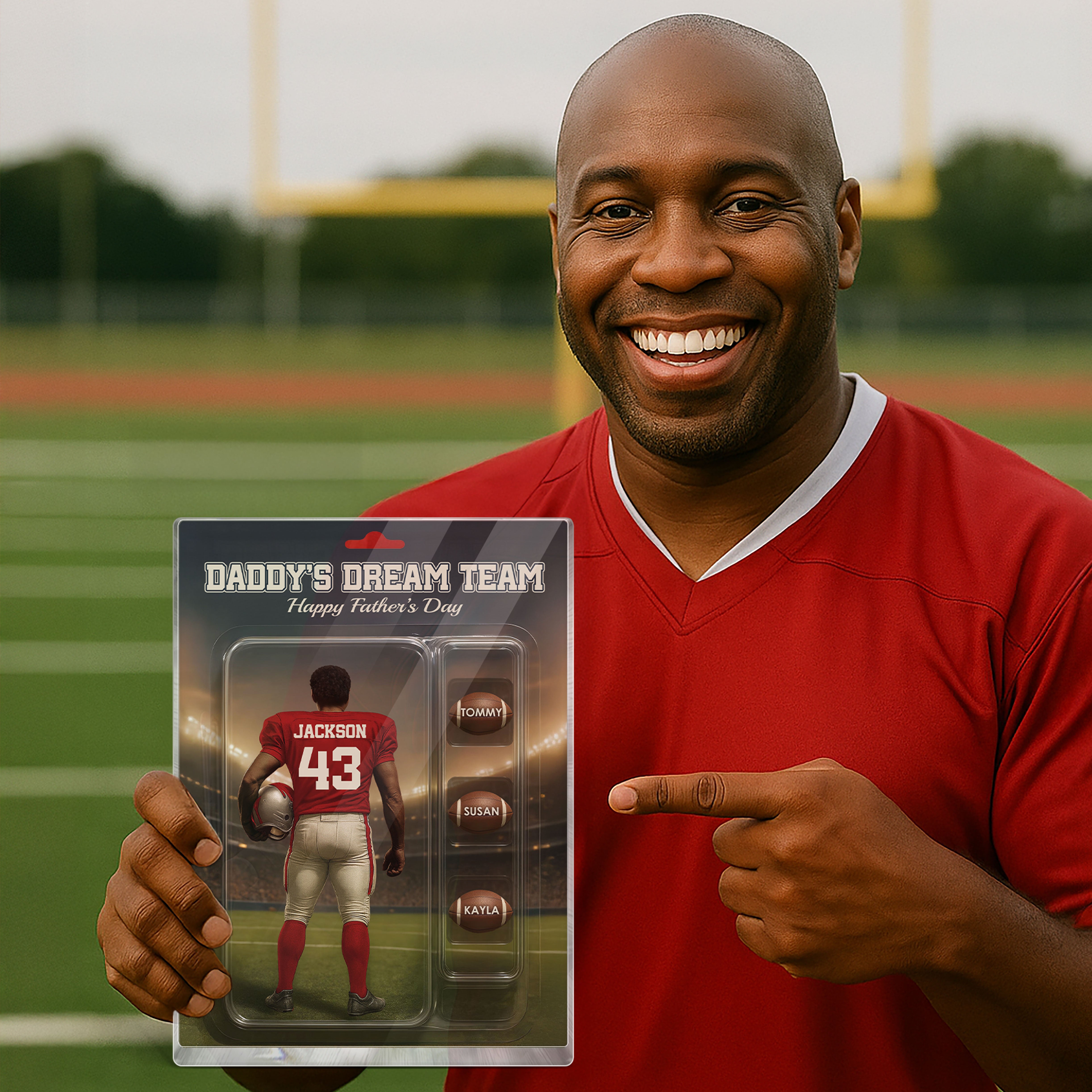 Custom Figure Football Dad With Kids' Names Personalized Acrylic Block Plaque, Perfect 2025  Gift For Him, For Dad, For Husband, For Football Lover