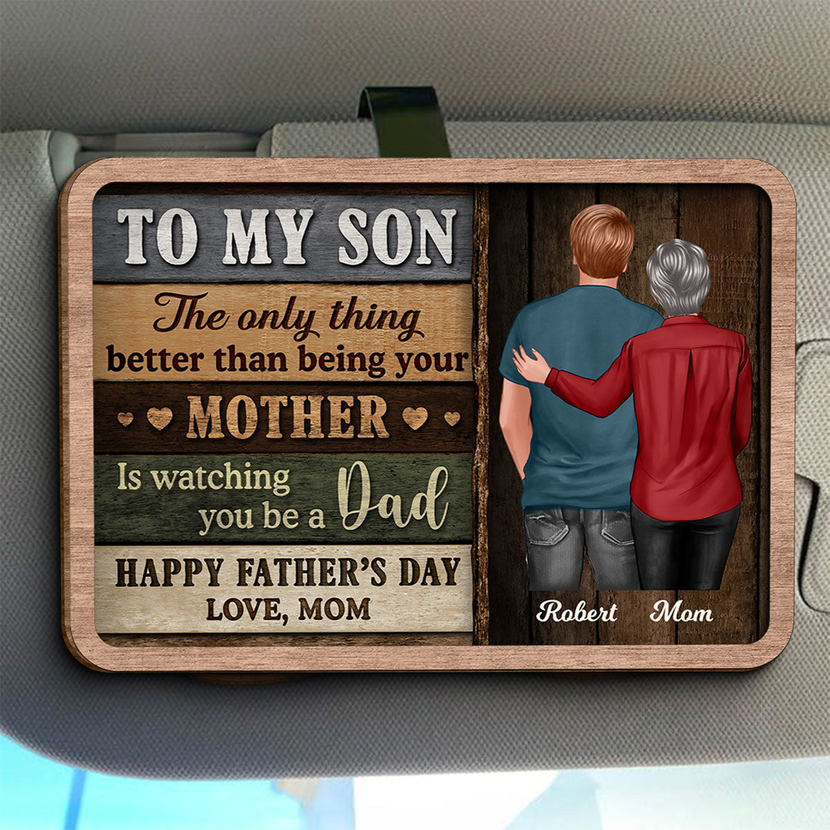 Colored Wood Pallets To My Son From Mom Happy Father's Day Personalized Car Visor