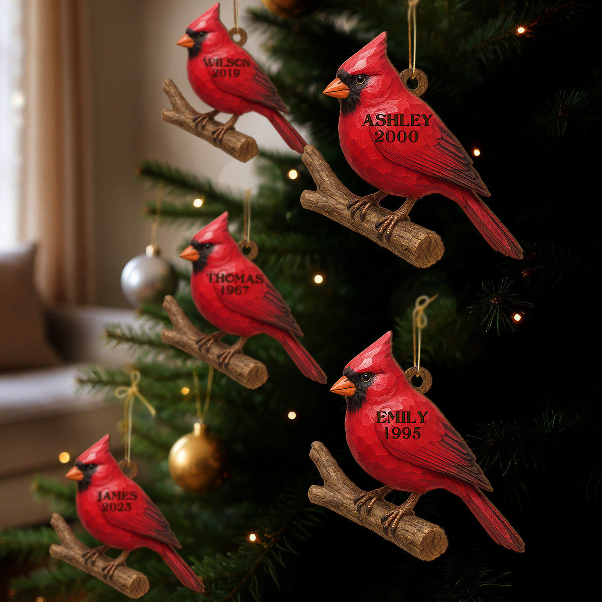 3D Effect Vintage Cardinal Memorial Christmas Personalized Wooden Ornament, Heartwarming Simpathy Gift, Remembrance Gift