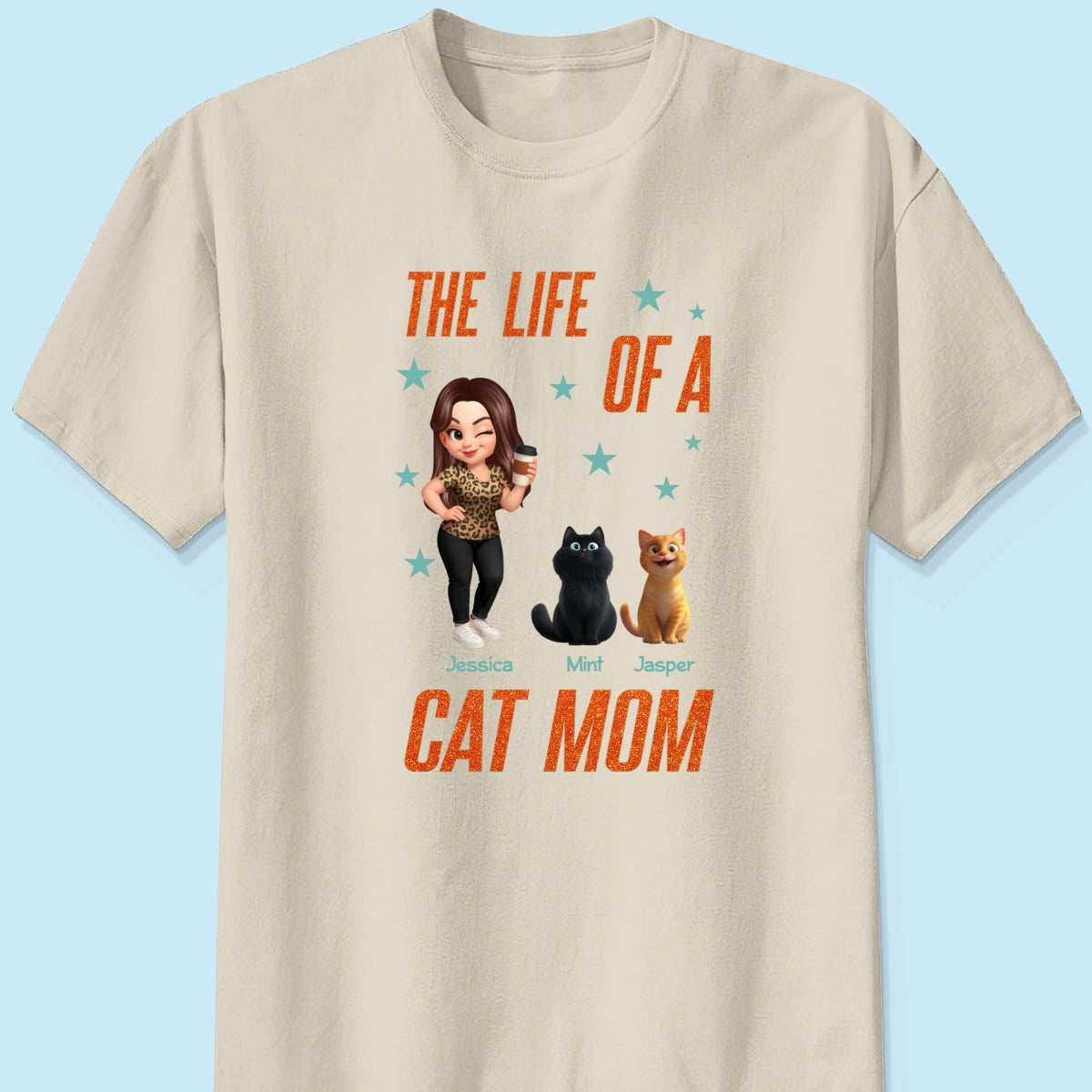 The Life Of A Cat Mom Pretty Woman & Cartoon Cats - Personalized Shirt