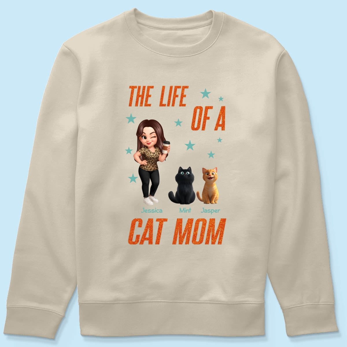 The Life Of A Cat Mom Pretty Woman & Cartoon Cats - Personalized Shirt