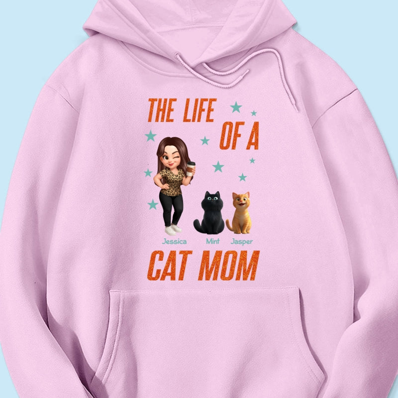 The Life Of A Cat Mom Pretty Woman & Cartoon Cats - Personalized Shirt
