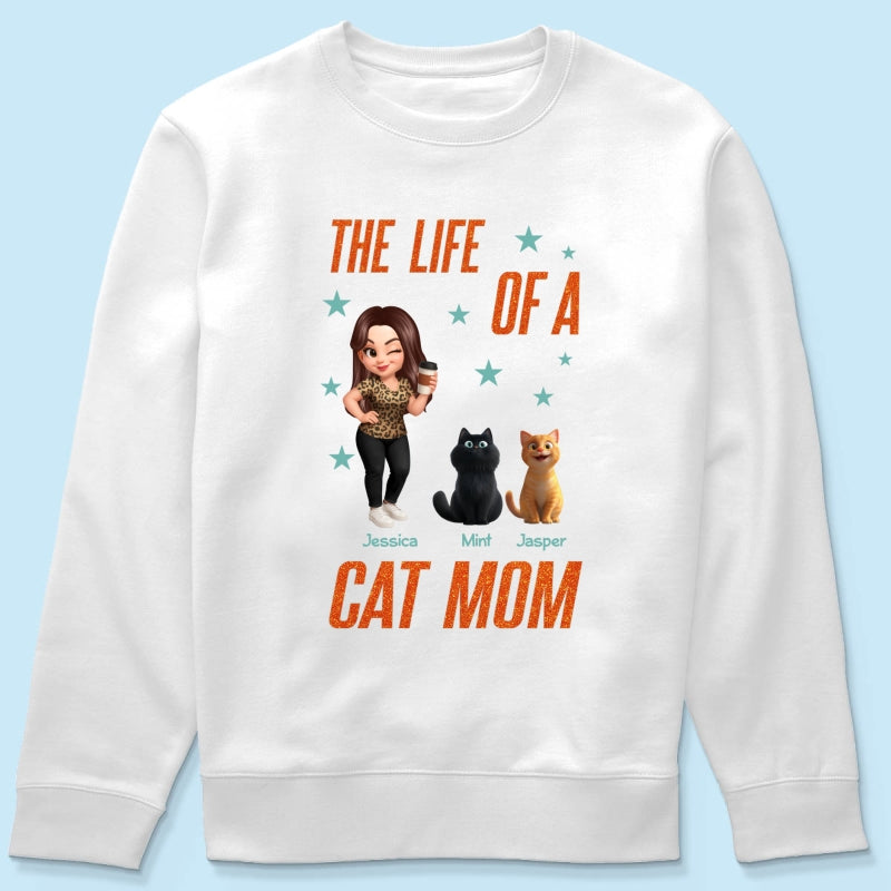 The Life Of A Cat Mom Pretty Woman & Cartoon Cats - Personalized Shirt