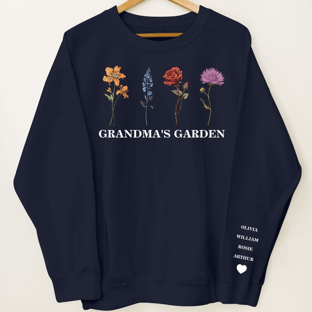 Custom Birth Month Sweatshirt Birth Flower Sweater, Grandma's Garden