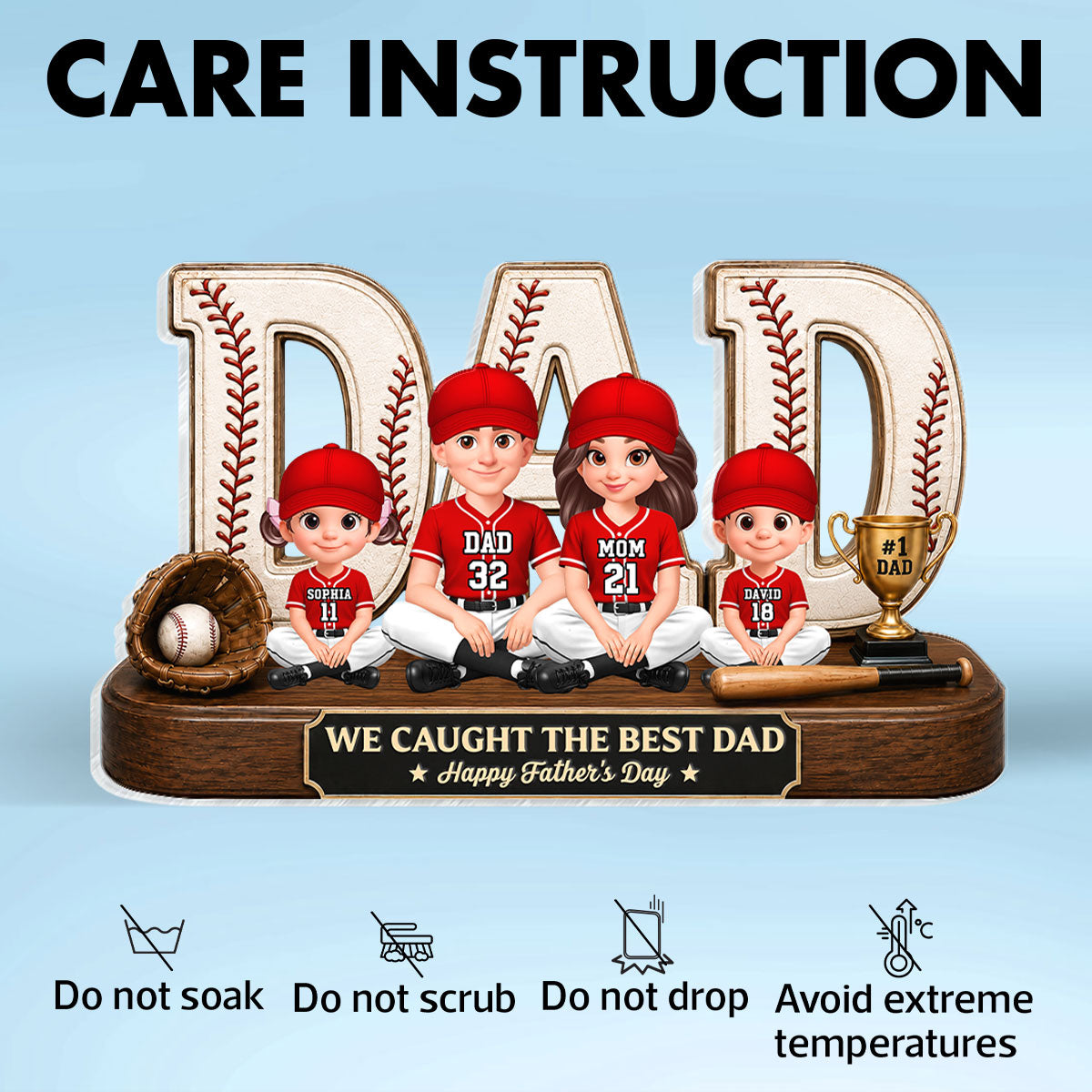 Baseball Legend Daddy's Dream Team - Personalized Acrylic Block Plaque -  Gift For Dad