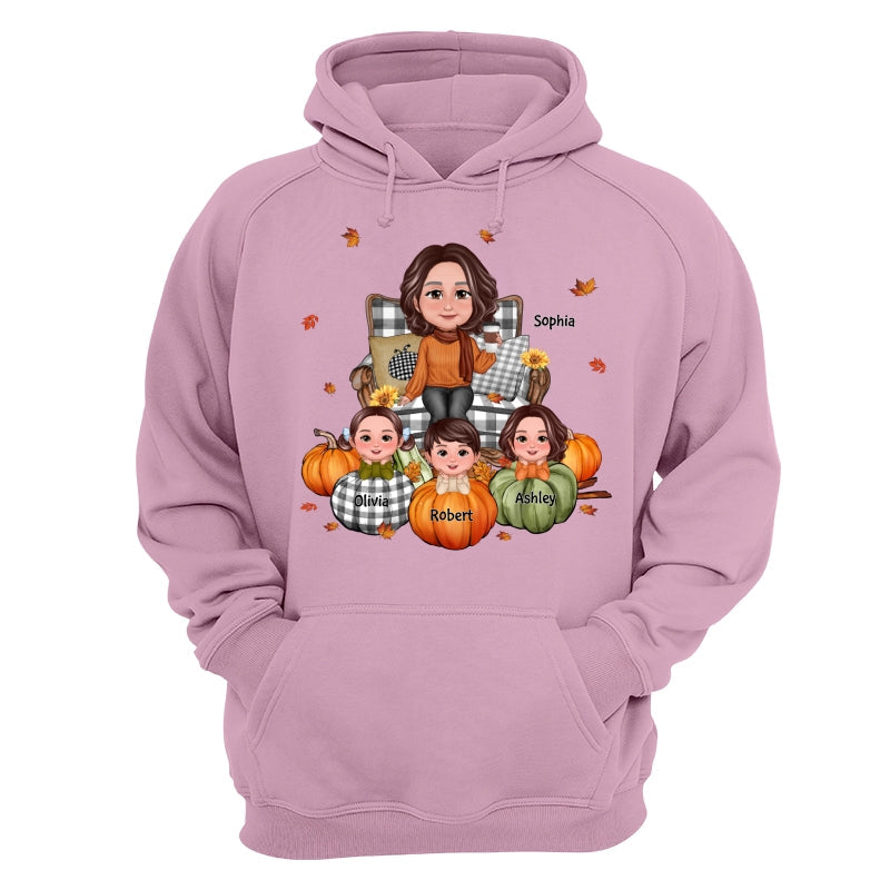 Fall Season Grandma And Kids Pumpkins Personalized Shirt