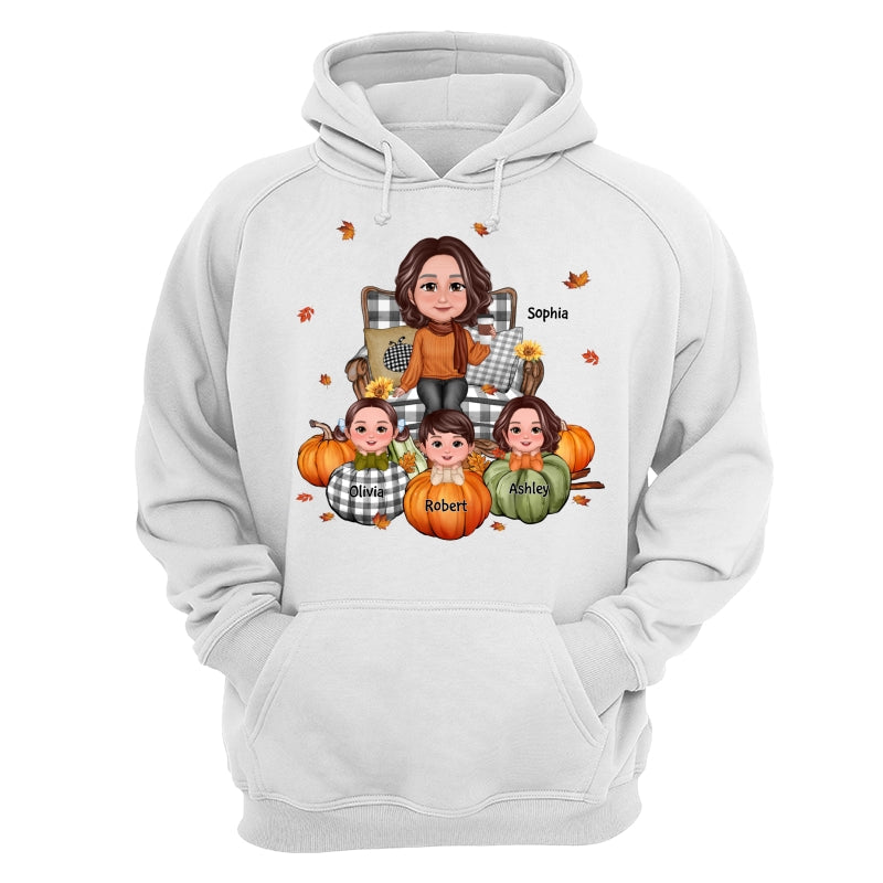 Fall Season Grandma And Kids Pumpkins Personalized Shirt
