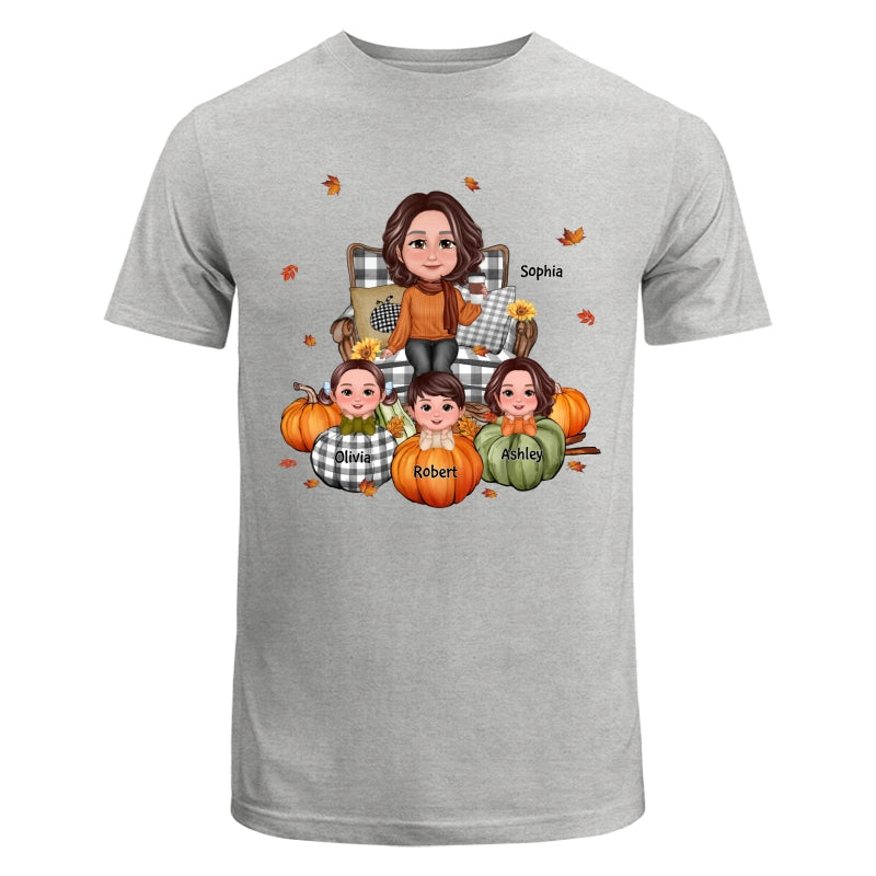 Fall Season Grandma And Kids Pumpkins Personalized Shirt