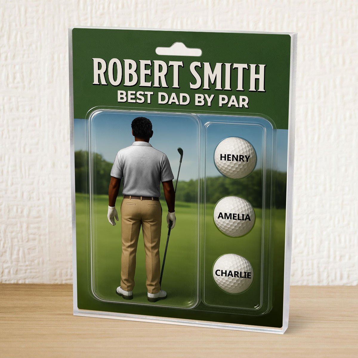 Custom Figure Best Dad By Par With Kids' Names Personalized Acrylic Block Plaque, Perfect  Gift For Dad, For Him, For Golf Lover