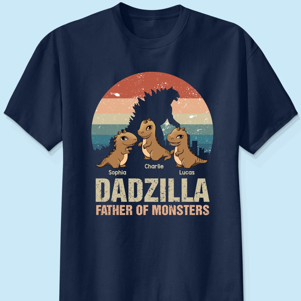 Dadzilla Retro Dinosaurs Personalized Shirt