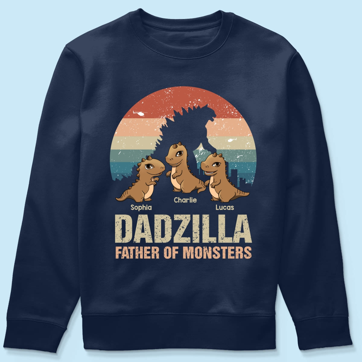 Dadzilla Retro Dinosaurs Personalized Shirt