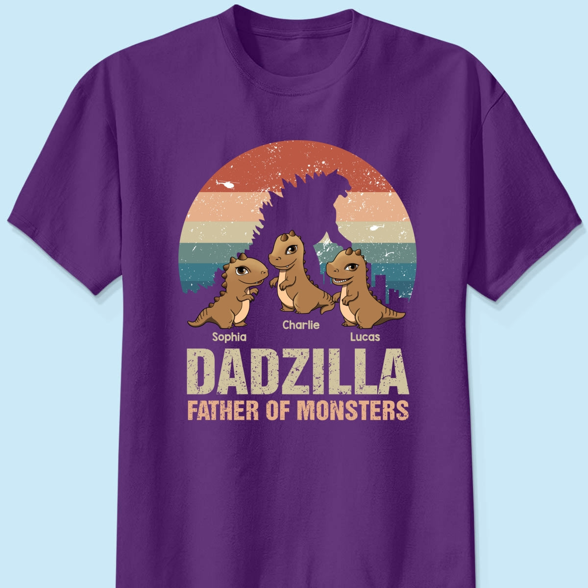 Dadzilla Retro Dinosaurs Personalized Shirt