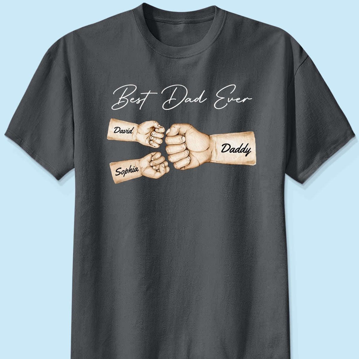 Best Dad Ever Fist Bump Dad & Kids Names Personalized Shirt