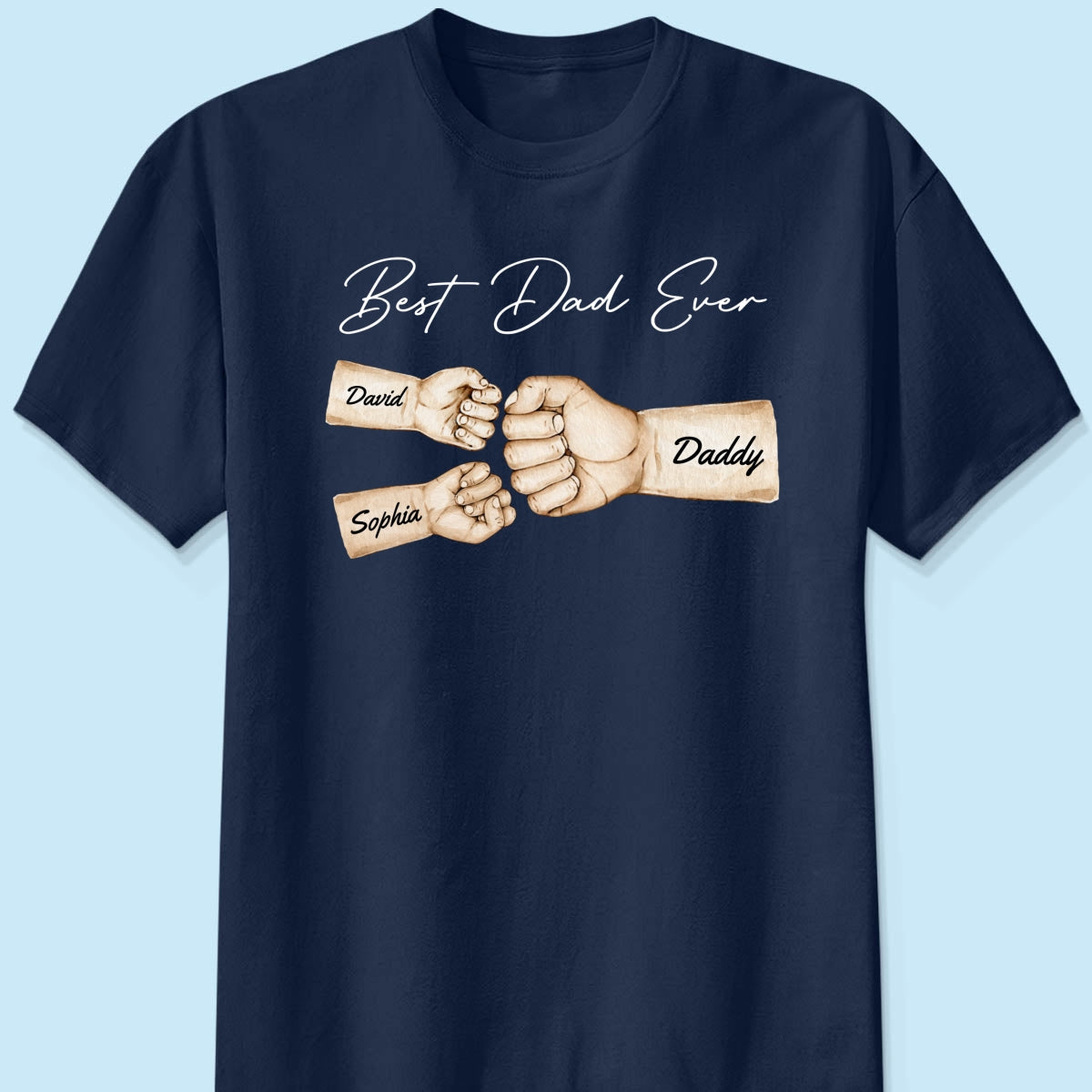 Best Dad Ever Fist Bump Dad & Kids Names Personalized Shirt