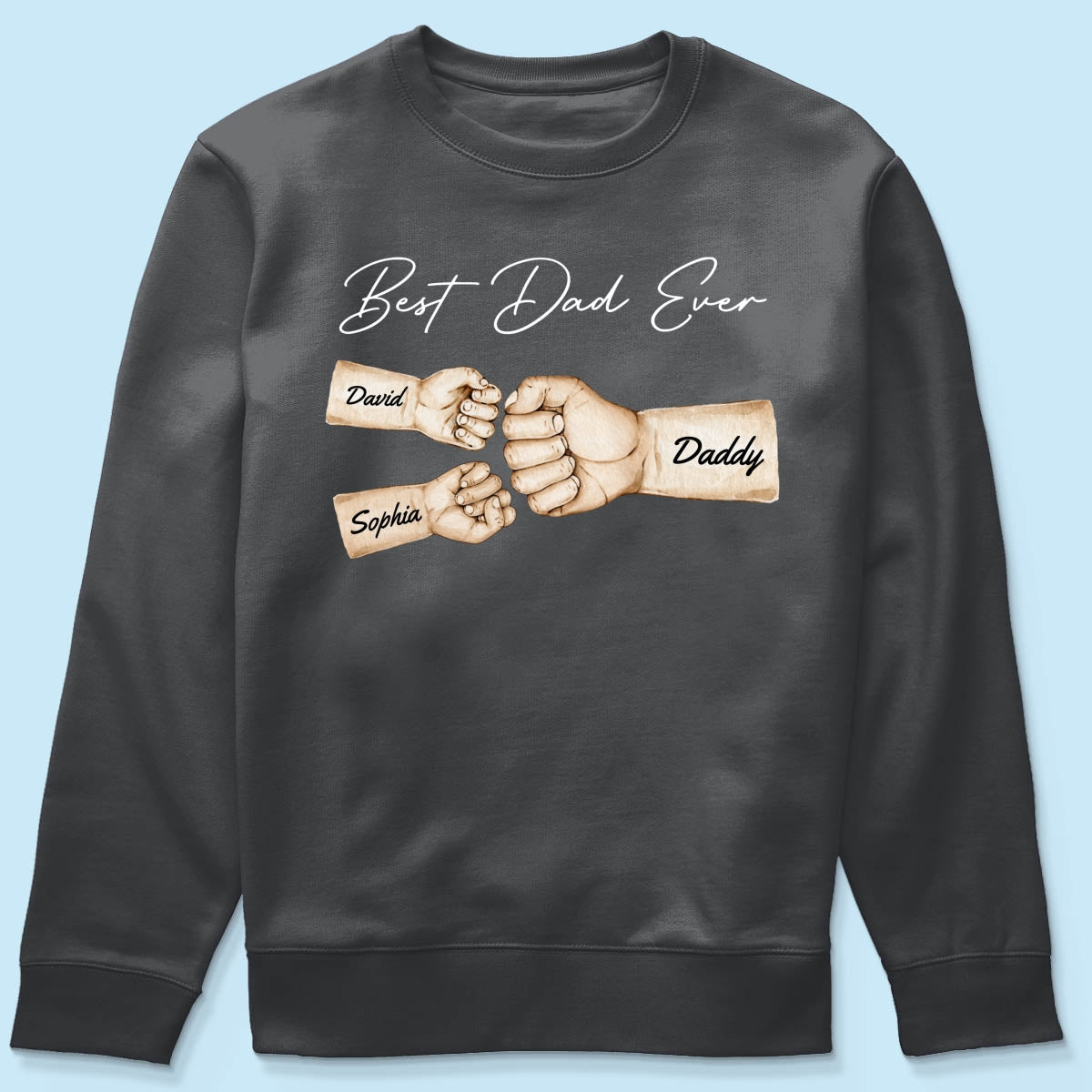 Best Dad Ever Fist Bump Dad & Kids Names Personalized Shirt