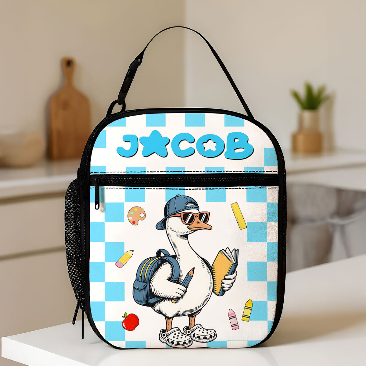 Back to School Goose Personalized Insulated Lunch Bag for Boy Girl