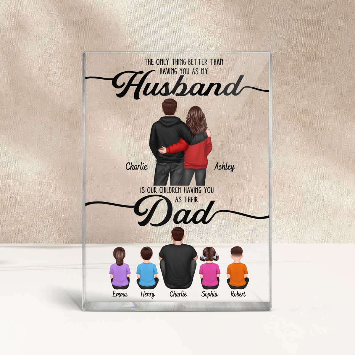 To My Husband Couple, Dad & Kids Personalized Acrylic Block,  gift for Husband