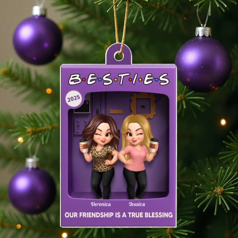 [BUY 1 GET 1 FREE] Besties Personalized Acrylic Ornament - Purple Toy Box Style Christmas Gift