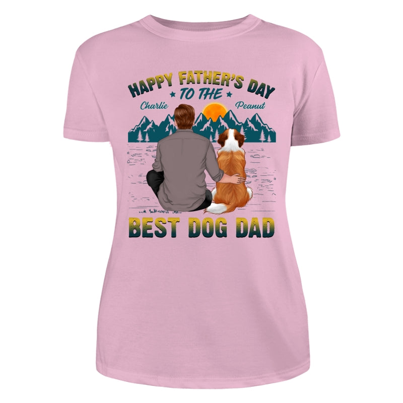 Happy Father‘s Day Best Dog Dad Green Yellow Retro Personalized Shirt