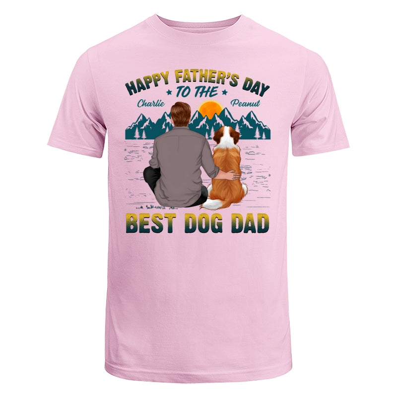 Happy Father‘s Day Best Dog Dad Green Yellow Retro Personalized Shirt