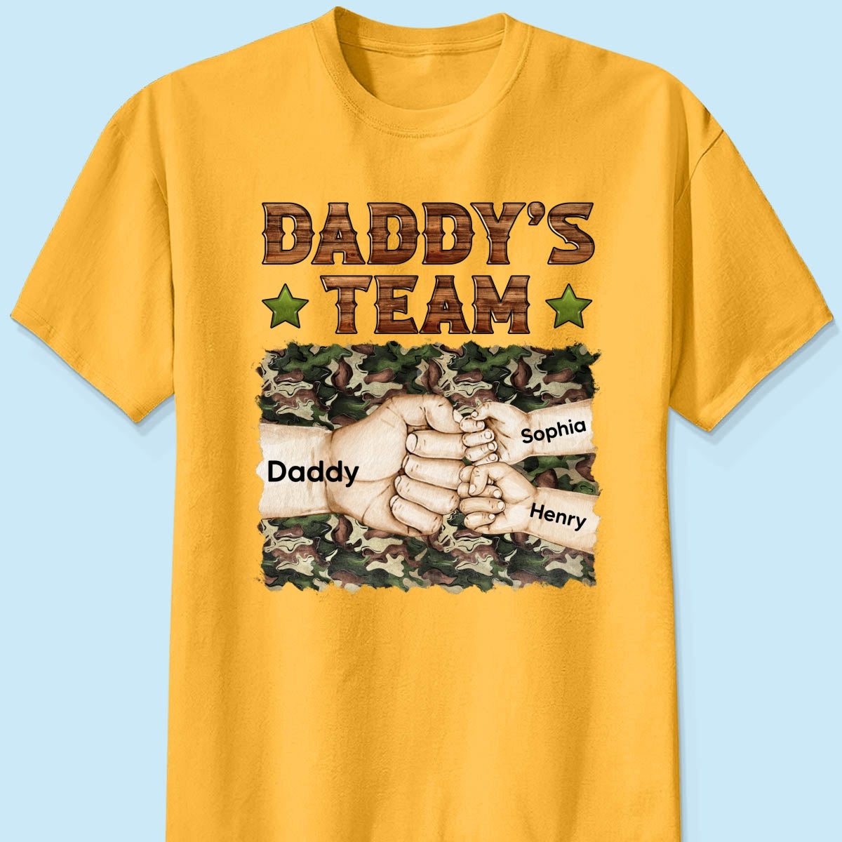 Daddy‘s Team Fist Bump Camouflage Personalized Shirt