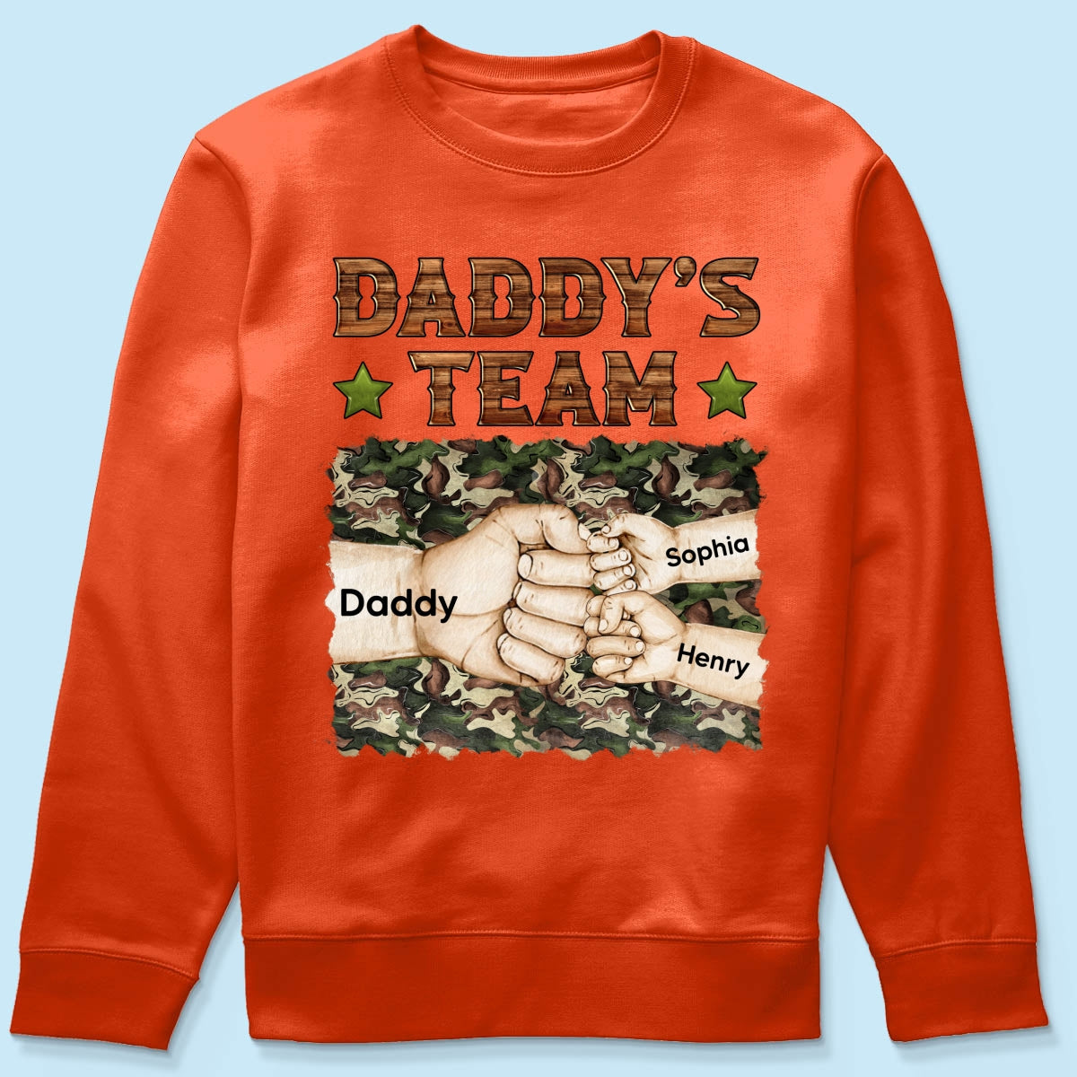 Daddy‘s Team Fist Bump Camouflage Personalized Shirt