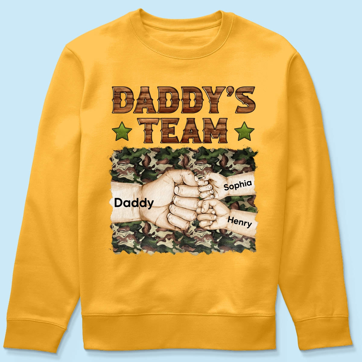 Daddy‘s Team Fist Bump Camouflage Personalized Shirt