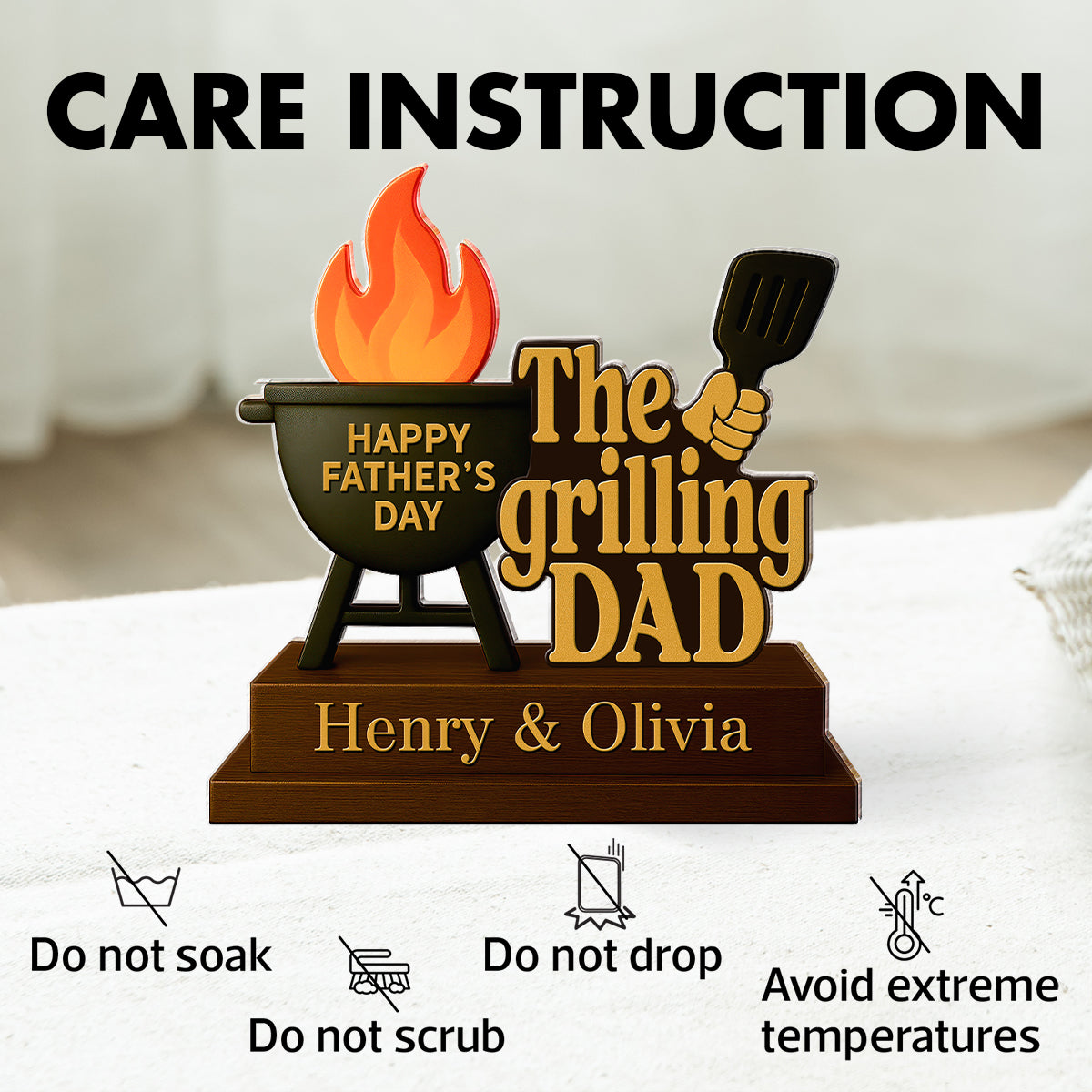 The Grillfather Personalized Custom Shape Acrylic Block,  Gift For Husband, For Dad