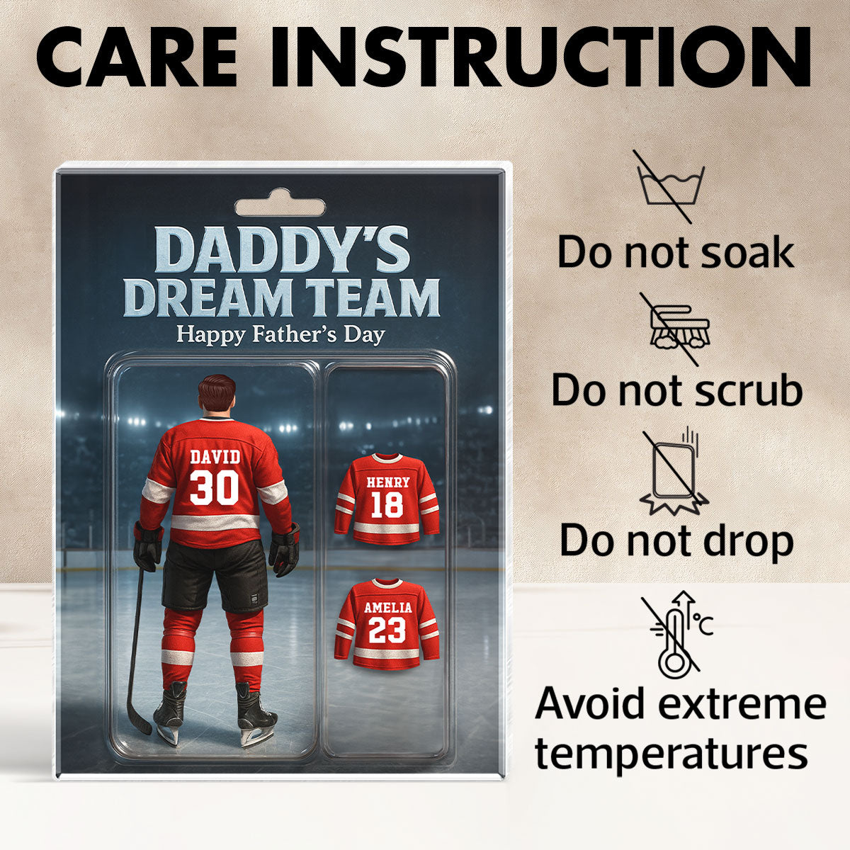 The Best Hockey Dad Ever With Kids' Names Custom Figure Personalized Acrylic Block Plaque, 2025  Gift For Him, For Dad