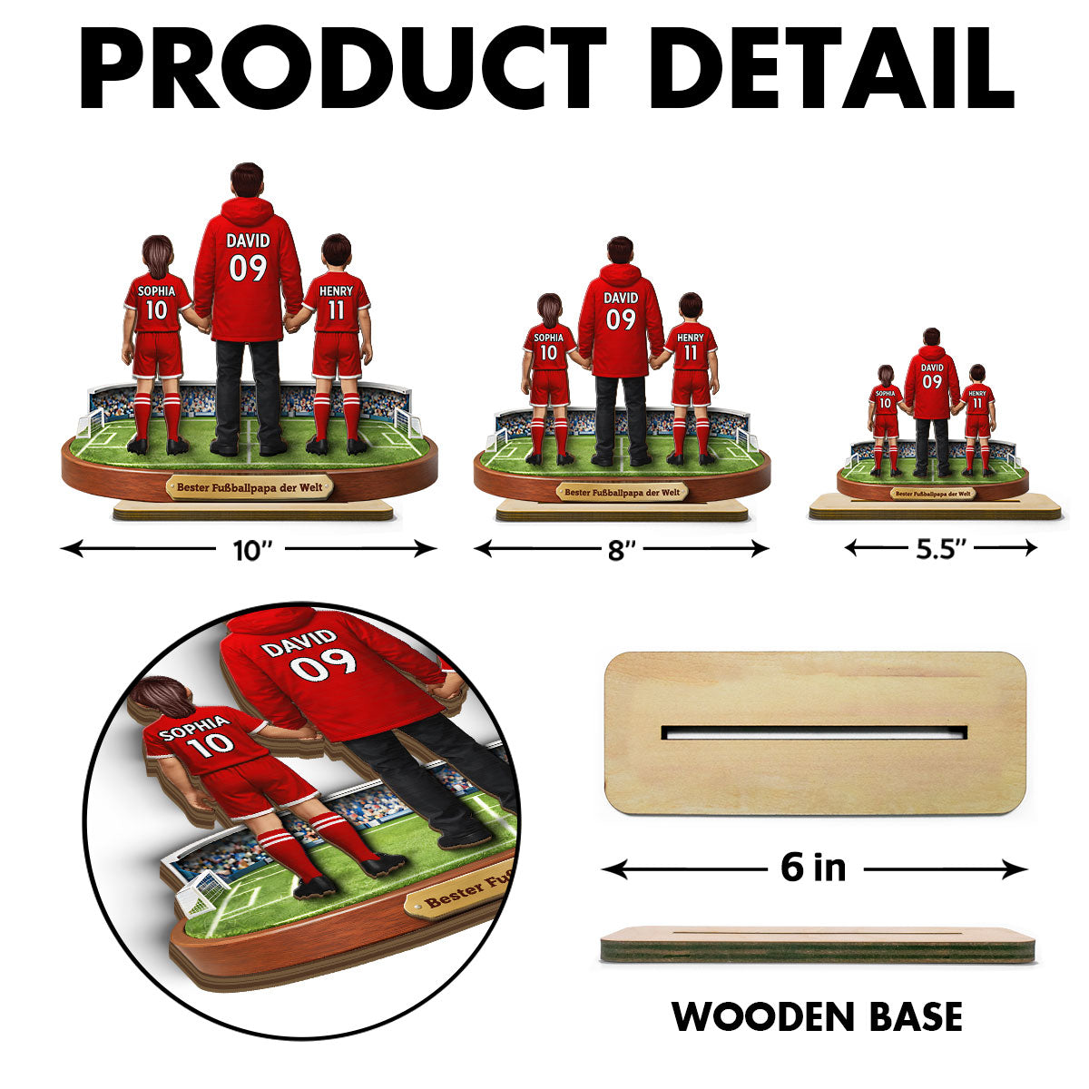 Bester Fuballpapa der Welt - Personalisiertes 2-lagiges Holz-Aufsteller – Vatertagsgeschenk fr Fuballpapas, Geschenk fr Ehemnner