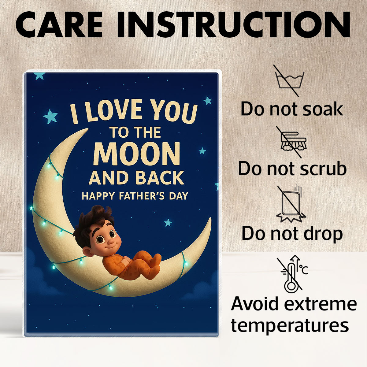 I Love You to the Moon and Back Personalized Acrylic Block Plaque,  Gift for Dad