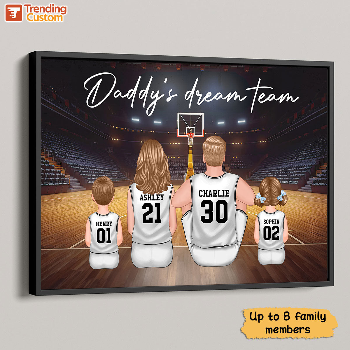 Basketball Team Personalized Family Poster Custom Gift for Dad Husband or Home Decor