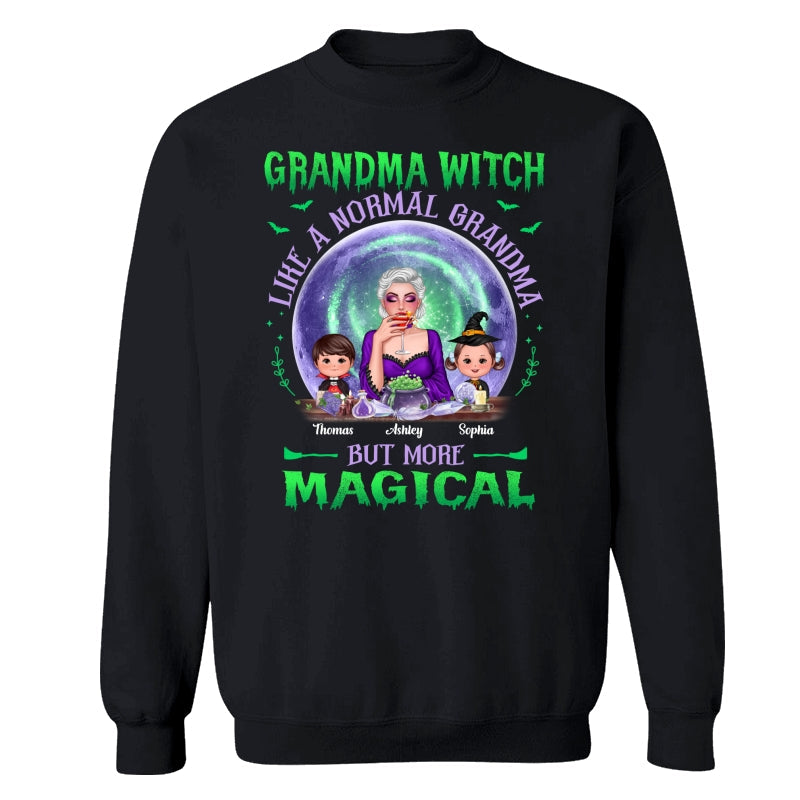 Halloween Grandma Mom Kids Green Purple Moon Personalized Shirt
