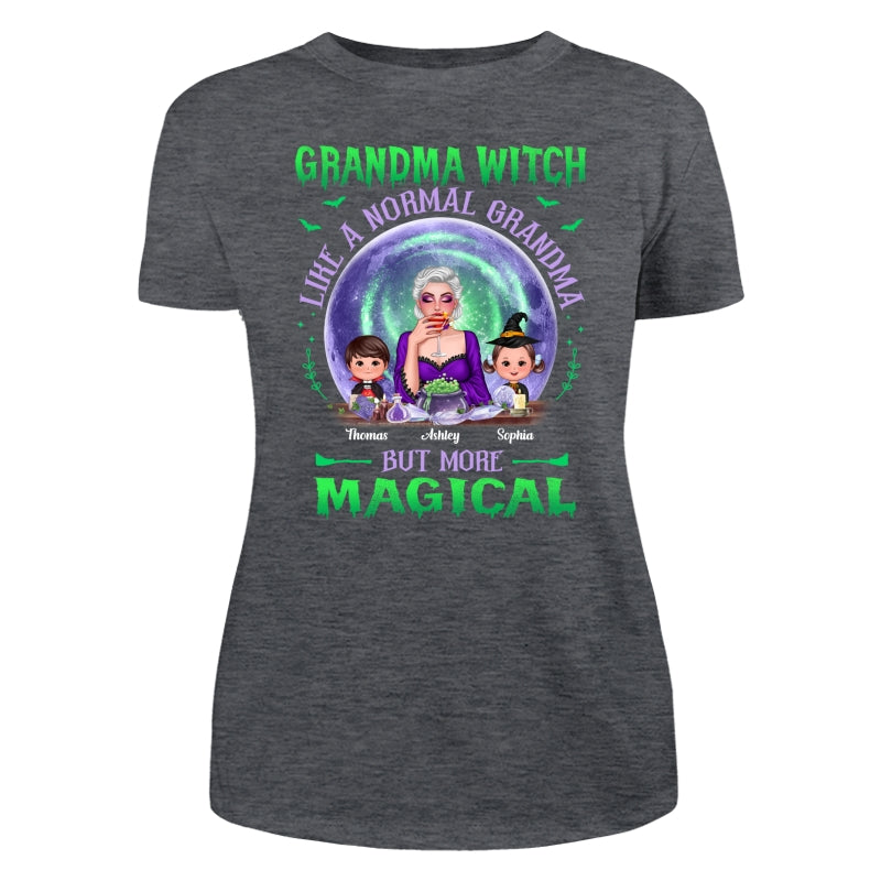 Halloween Grandma Mom Kids Green Purple Moon Personalized Shirt