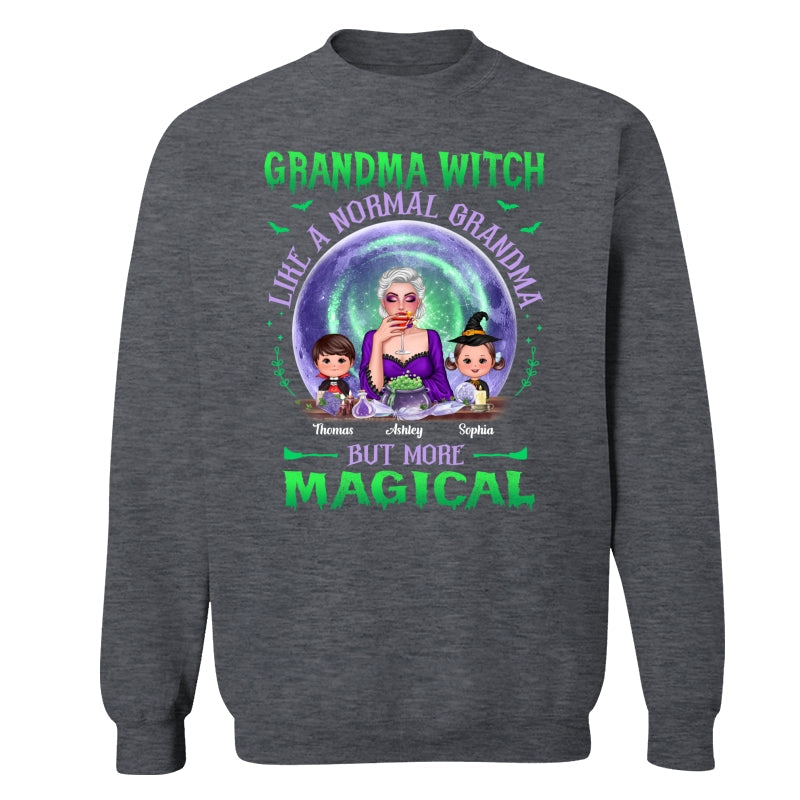 Halloween Grandma Mom Kids Green Purple Moon Personalized Shirt