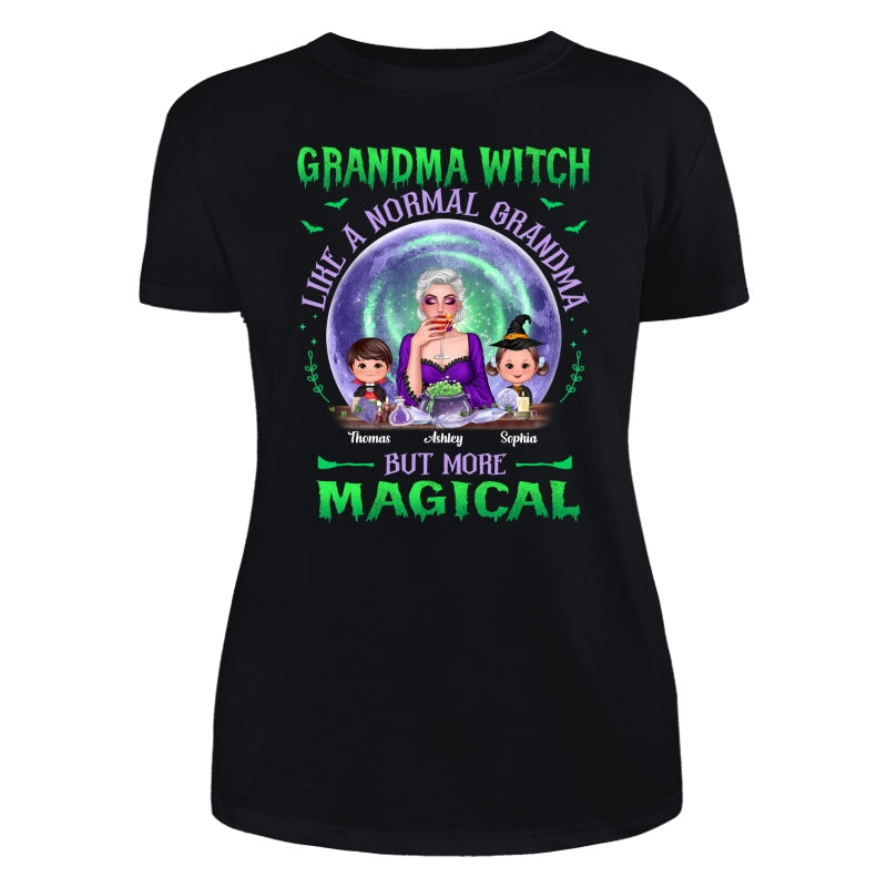 Halloween Grandma Mom Kids Green Purple Moon Personalized Shirt