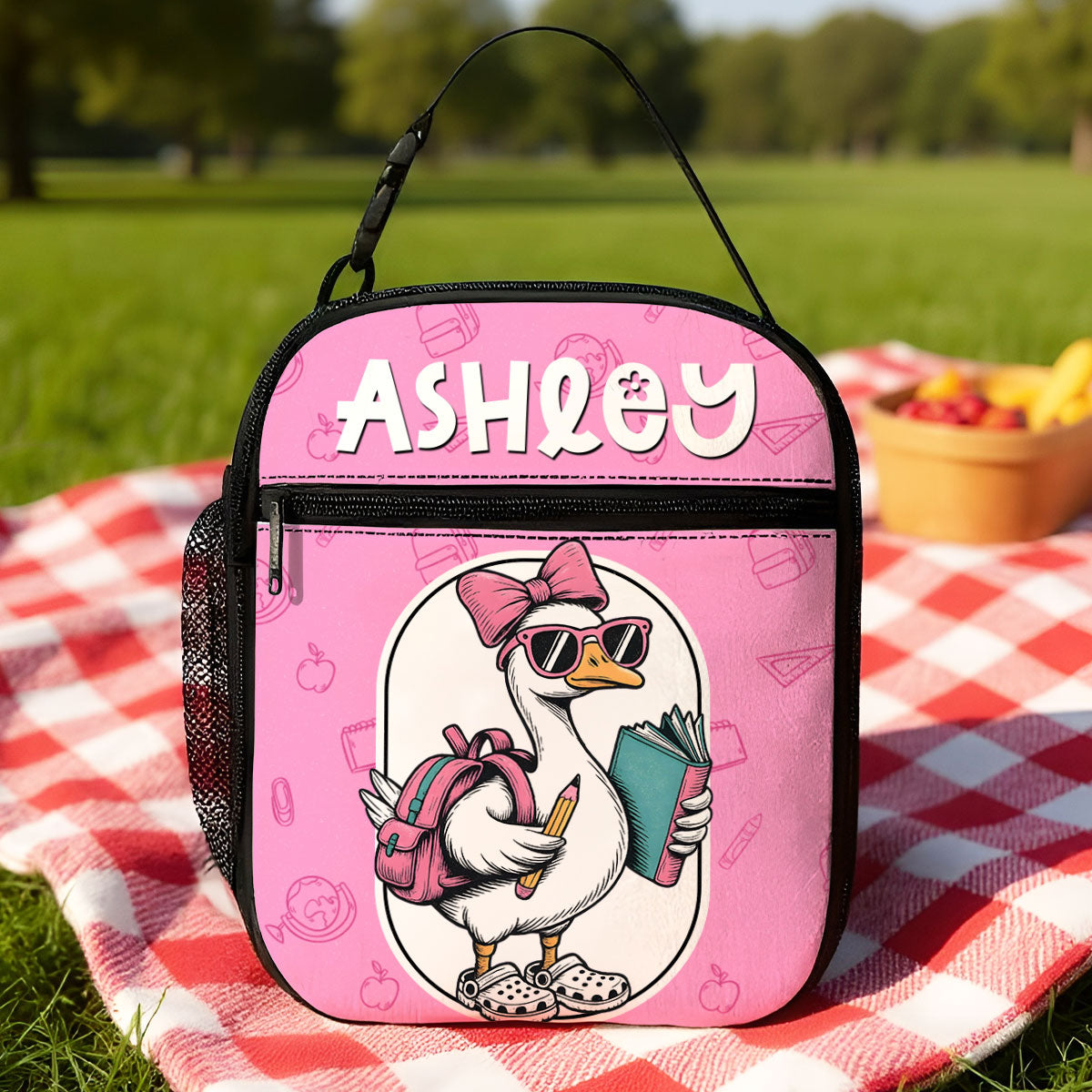 Back to School Goose Personalized Insulated Lunch Bag for Boy Girl