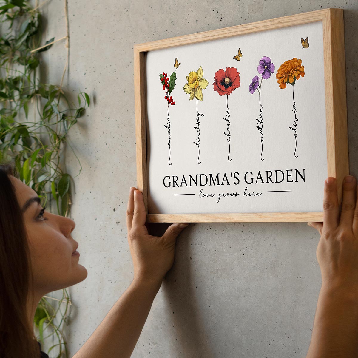 Grandma‘s Garden Love Grows Here Beautiful Birth Month Flowers - Personalized Poster